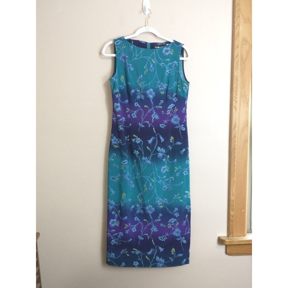 Sag Harbor Womens Ombre Floral Maxi Dress 6 Petite Blue Cottage Fairy Party